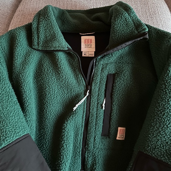Topo Designs Mountain Fleece Pullover Men’s - Green - Picture 2 of 3